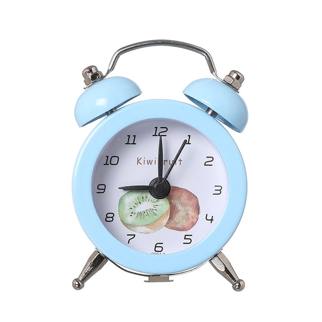 Reloj despertador Mini Cartoon con diseño de kiwis, color azul, Twin B