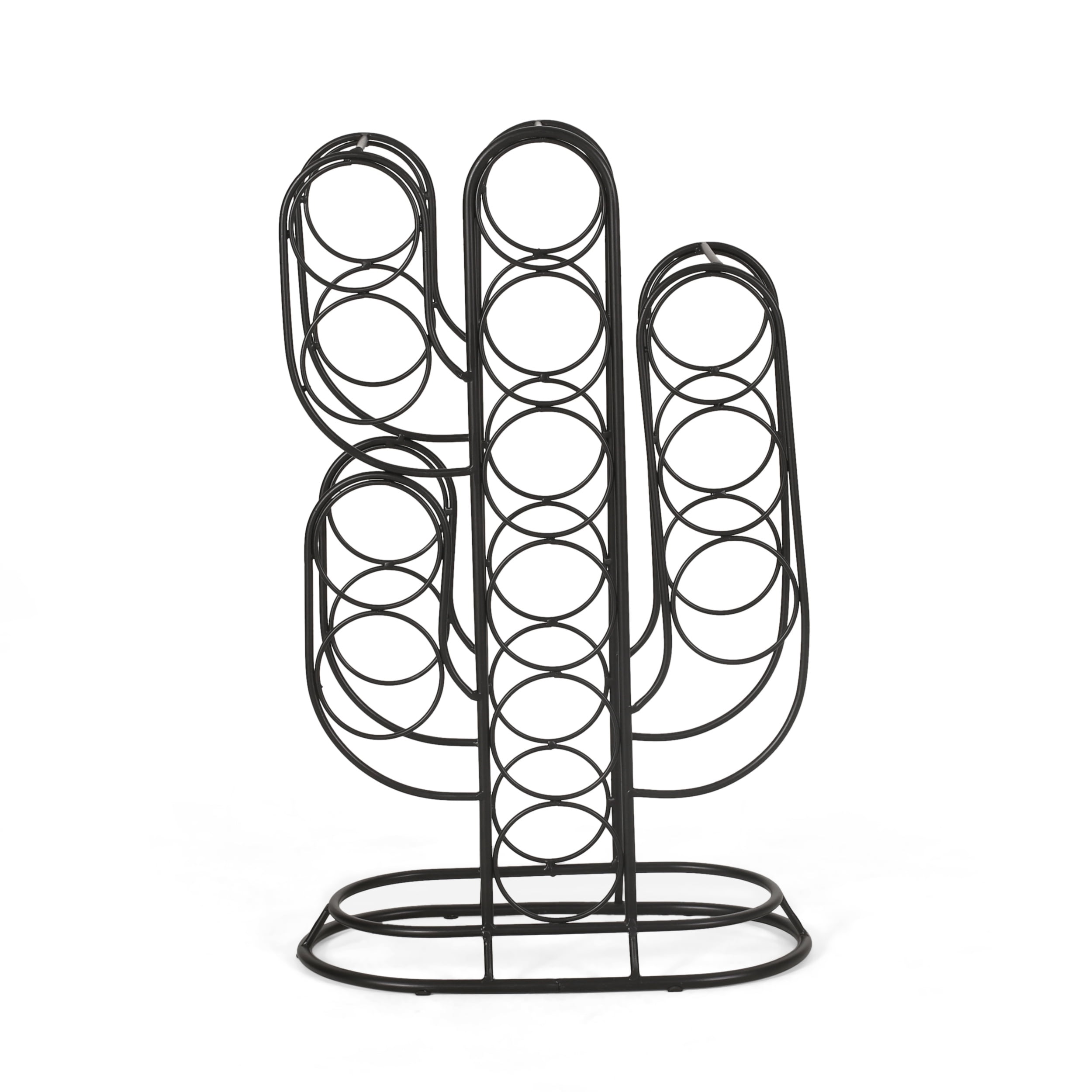 Industrial Wine Rack - 13 Bottle Capacity, Chic Cactus, Metal Holder, Tabletop Display for Home Bar & Kitchen, Office