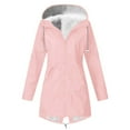 thumbnail image 1 of TIMIFIS Imperméable Doublé en Molleton pour Femmes, Imperméable avec Capuchon, Couleur Unie, Coupe-Vent Léger d'Extérieur avec Poche, 1 of 3