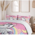 thumbnail image 6 of Ambesonne Feminine Duvet Cover Sets, Rainbow Music Notes, 2-Queen, Yellow and Pink, 6 of 7