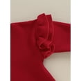 thumbnail image 5 of Infant Baby Girls Sweatshirt Jumpsuit Solid Color Round Neck Ruffled Long Sleeve Romper, 5 of 8