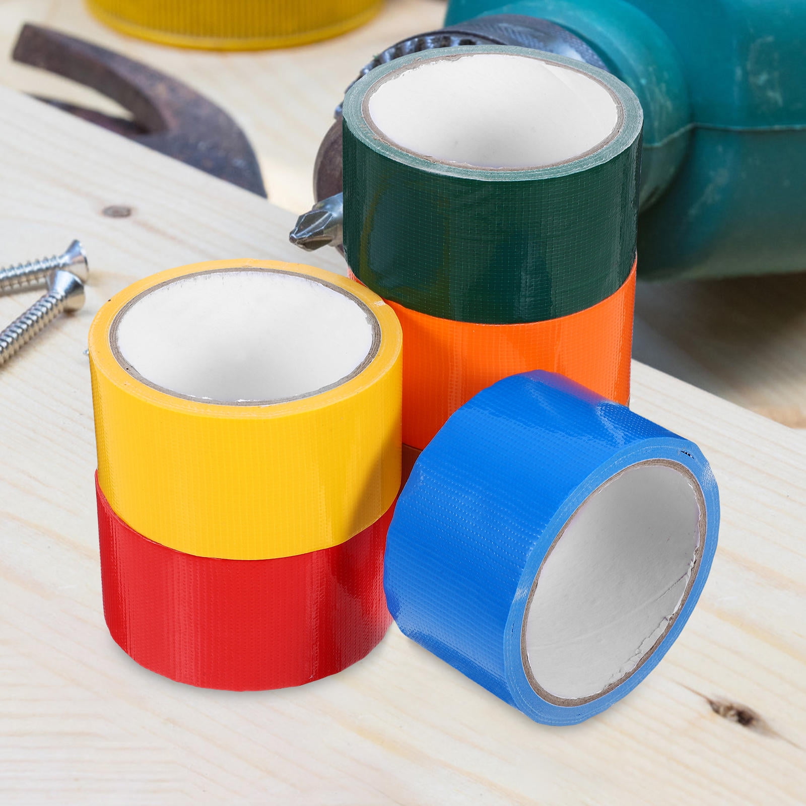 OUNONA 6 Rolls Bright Colored Heavy Duty Duct Tape, Strong Tear-By-Hand Adhesive Tape for Packing, Repair, and Multipurpose Use