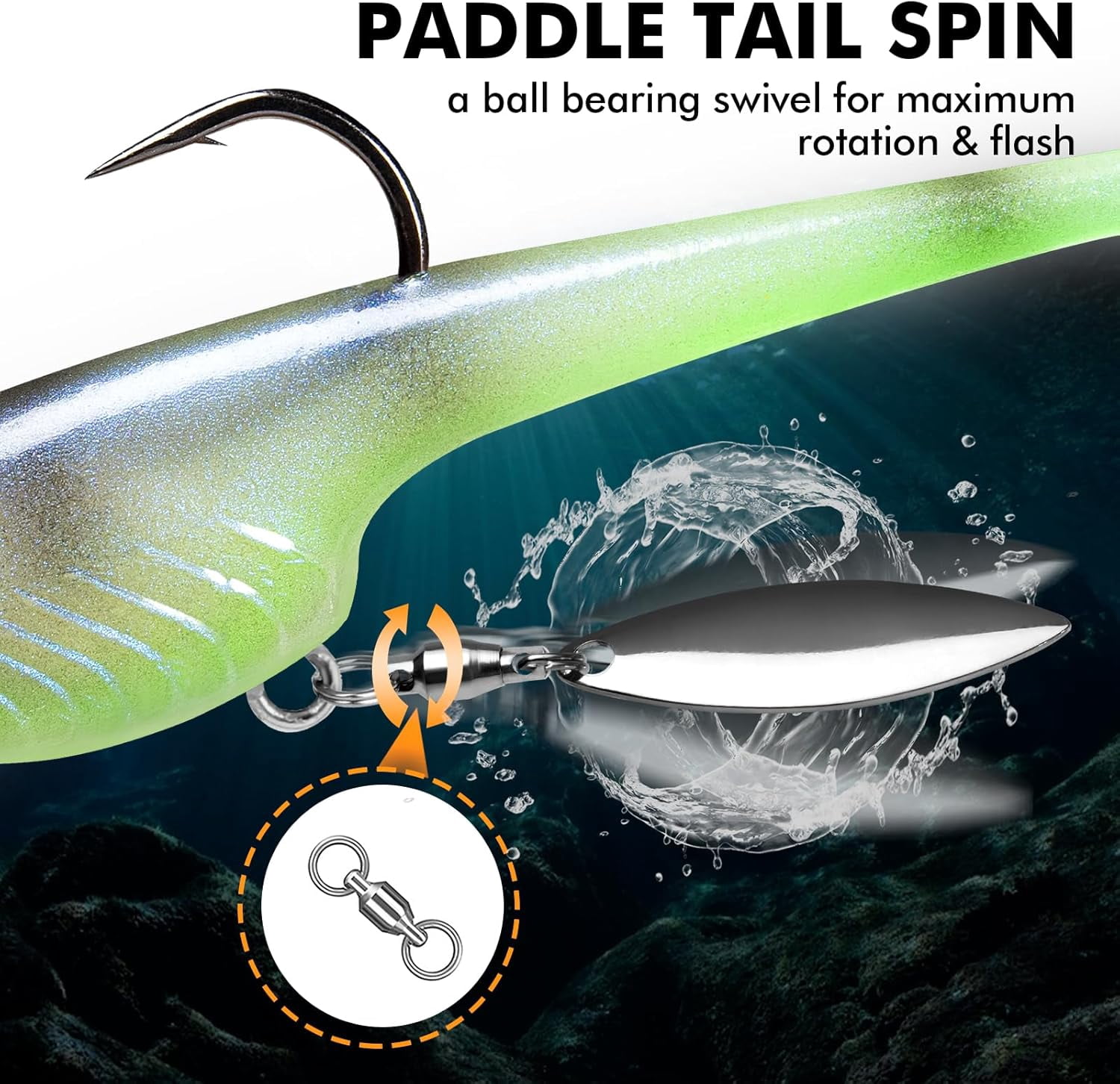 TRUSCEND Easy Catch Shadtale with BKK Branded Hook, Unique Vibrating Swim and Trembly Jigging Action for More Bites, Durable TPE Soft Fishing Lures for Bass Crappie Trout Walleye, Keep Separately