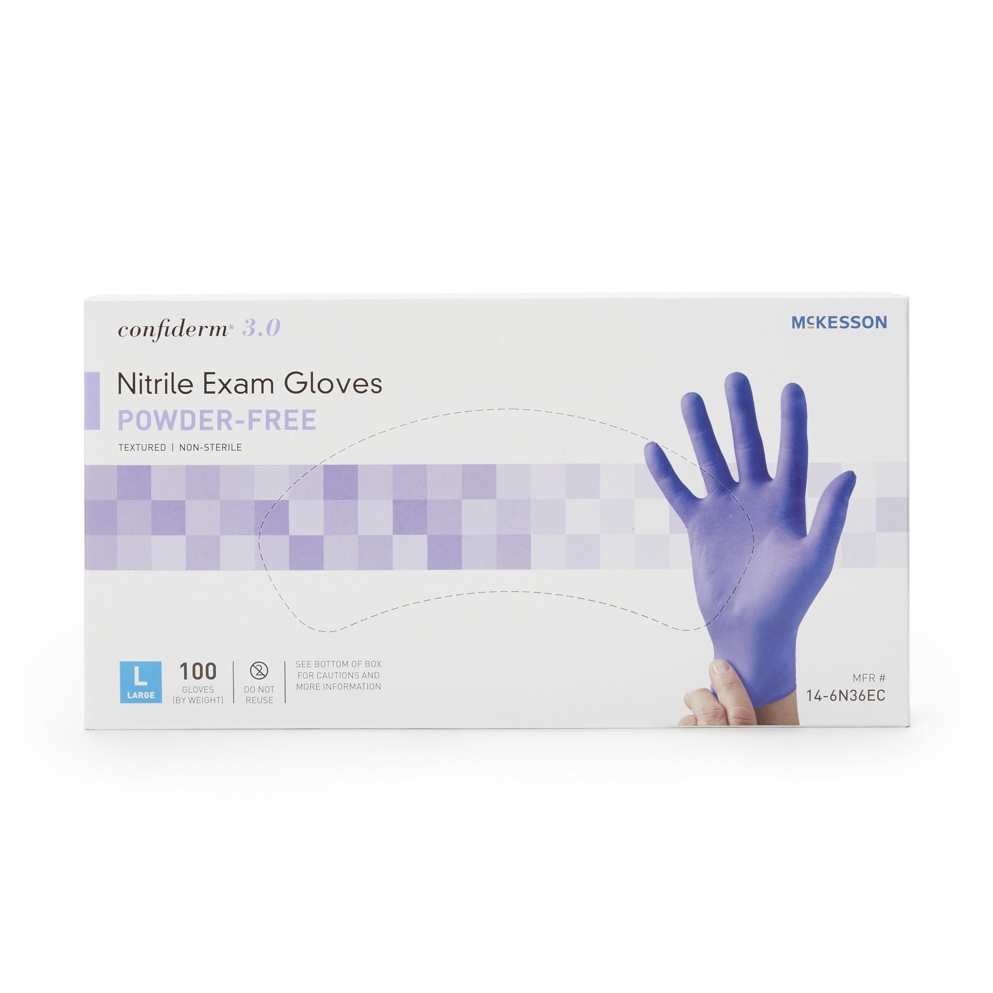 McKesson Confiderm 3.0 Nitrile Exam Gloves, Blue Medical Gloves - Size Large, 100 Count, 10 Boxes, 1000 Total