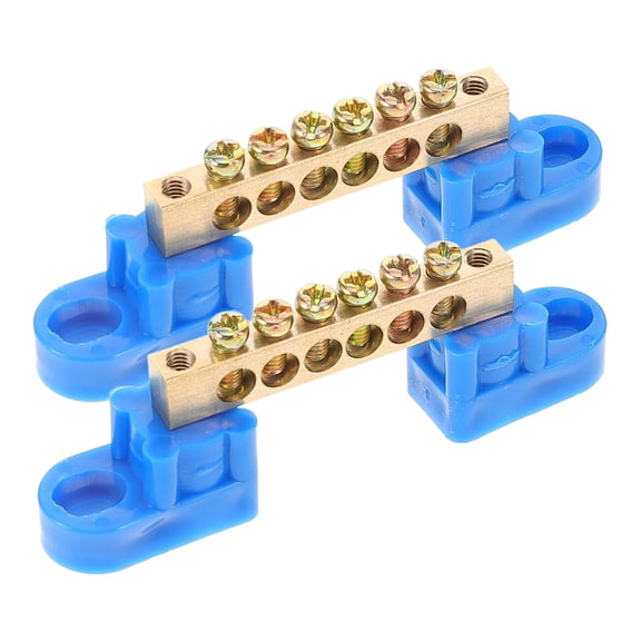 Supvox 2-Pack Copper Ground Bus Bar Kit with 6 Terminal Slots for Industrial Electrical Panel Wiring