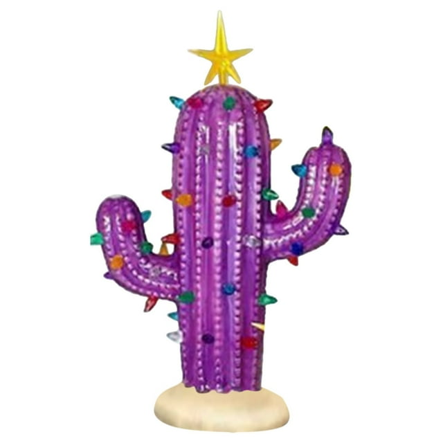 Cactus Christmas Tree With Lights Lighted Resin Ceramic Christmas Tree Vintage Christmas Cactus Decor Light Up Christmas Tree Cactus For Xmas Home Tabletop Decorations
