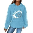 thumbnail image 2 of Blue Sweaters for Women's Rugby Print Fashionable Hooded Sweatshirt Womens Fall Fashion 2025, 2 of 4