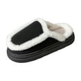 thumbnail image 2 of Viluyesy Womens Fuzzy Platform Slippers, Memory Foam Cozy Warm Fleece Lining Winter Slip On House Suede Shoes Black, 2 of 7