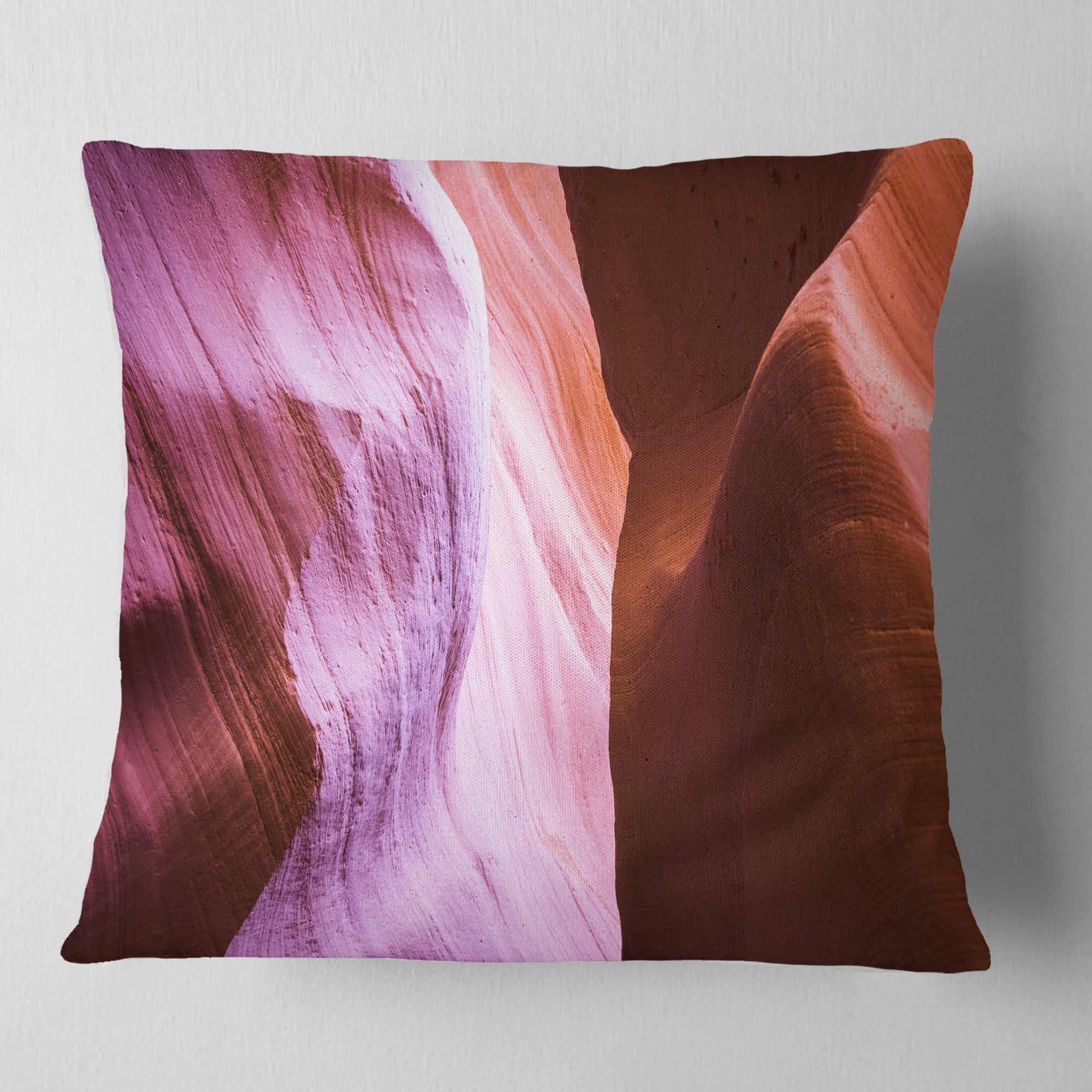 Designart Purple Shade in Antelope Canyon - Landscape Photography Throw Pillow - 16x16