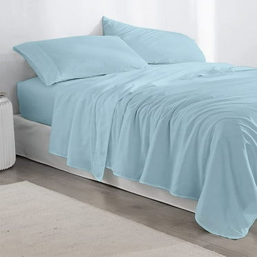 4 Piece Twin-XL Size Sheet Set - 100% Cotton 400 Thread Count Sheet Set - Light Blue Solid - Luxurious Bedding