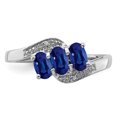 thumbnail image 2 of 925 Sterling Silver Polished Rhodium Sapphire and Diamond Ring Size 8 Measures 2mm Wide - Ring for Women, 2 of 7