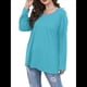 thumbnail image 2 of Blusas de Mujer de Larga con Cuello en V, Túnicas Casuales, Camisas Básicas, Blusas Holgadas Azul M, 2 of 7
