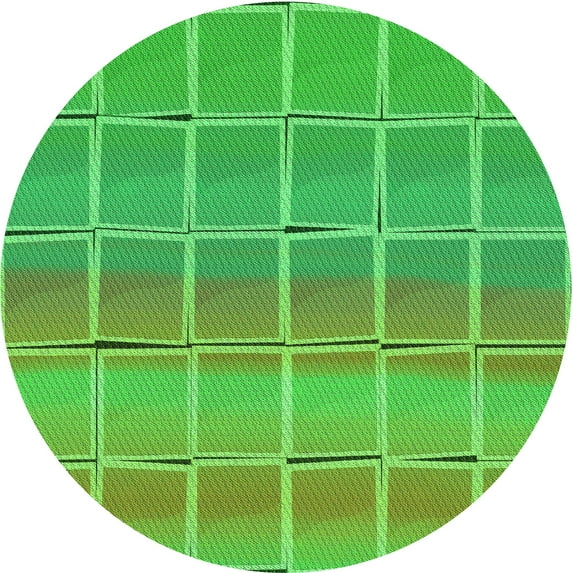 Ahgly Company Indoor Round Patterned Dark Lime Green Area Rugs, 4' Round