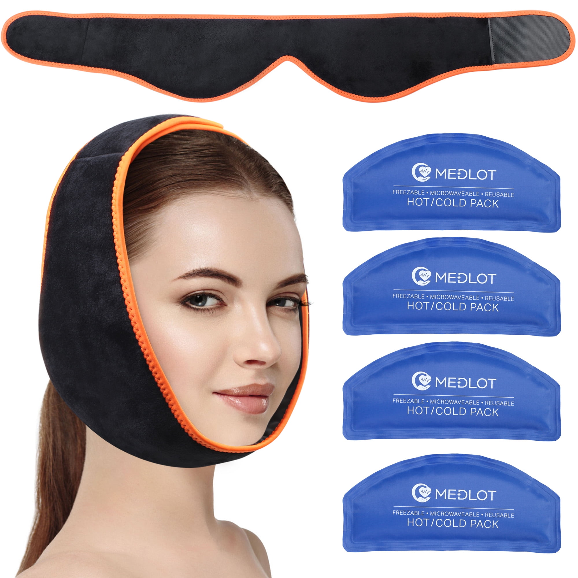 MEDLOT Face Gel Ice Pack Wrap for Jaw, TMJ, Wisdom Teeth, Head and Chin ...