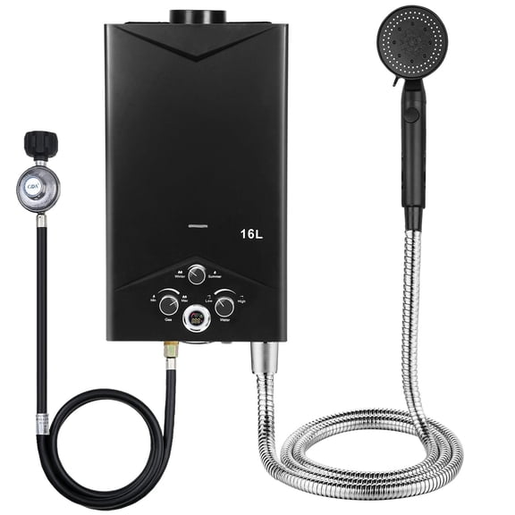 Water Heaters 4.21GPM 16L, Outdoor Portable Gas Hot Water Heaters, Fast Constant Temperature Water Heaters, Portable Water Heaters with Digital Display, Sprinkler-1 Set