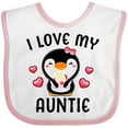thumbnail image 3 of Inktastic I Love My Auntie with Cute Penguin and Hearts Girls Baby Bib, 3 of 4