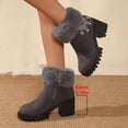 thumbnail image 6 of Xfvqtps Womens Fashion Boots Flatform Sole Chunky Heel 3.14 in Embroidered Ankle Boots for Women Warm Velvet Winter Booties Gray, 6 of 9
