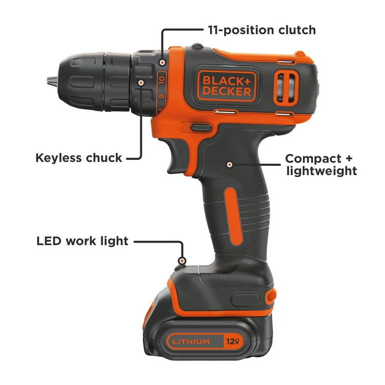 BLACK+DECKER 12V MAX* Cordless 3/8 in Drill Driver Kit (1) Lithium