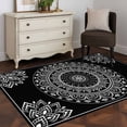 thumbnail image 4 of Black Boho Area Rug 3x5 FT, Non Slip Entryway Bedside Carpet, Retro Farmhouse Neutral Abstract Geometric Washable Soft Floor Carpet Indoor Mat Non-Shedding Throw Rugs for Dorm Kitchen Home Office, 4 of 8
