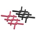thumbnail image 1 of Uxcell 6 Pcs Trivet de silicona plegable, alfombrillas para ollas y sartenes calientes, almohadilla antideslizante para sostener platos, negro/rojo, 1 of 7
