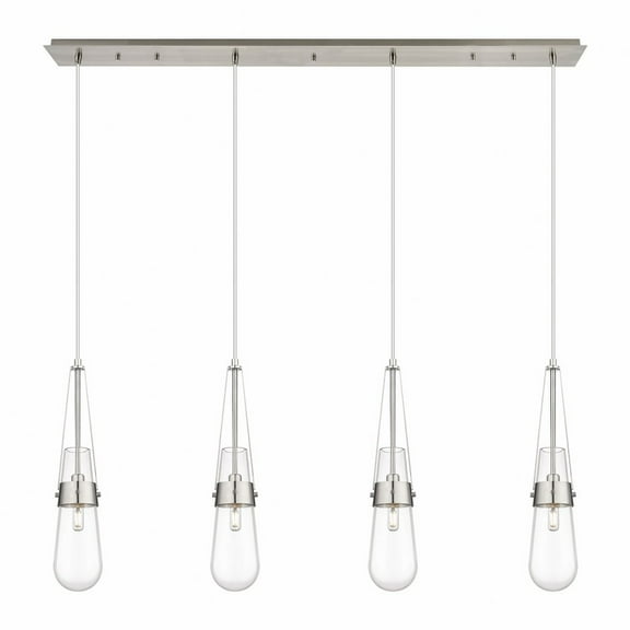 Innovations Lighting  Milan - 4 Light 4" Cord Hung Linear Pendant Clear/Brushed Satin Nickel