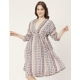 thumbnail image 4 of Moomaya Printed Quarter Sleeves Short Dress, Knee Length Flared Hem Summer Dress, 4 of 8