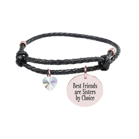 Genuine Adjustable Leather Cord Bracelet - BEST (Spice Box Best Friend Bracelets)