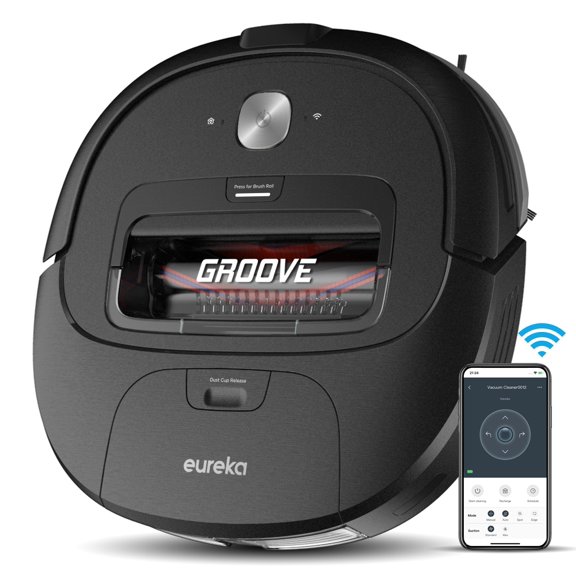 Eureka Groove 4-Way Control Robotic Vacuum Cleaner with Anti-Scratch Brush Roll, NER309, Black