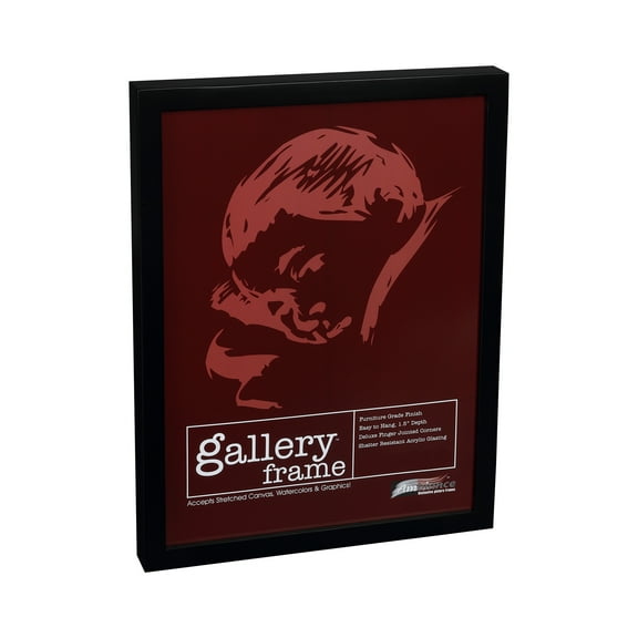 Ambiance Gallery Wood 1.5 Deep Picture Frames - 11 x 17" Black Wood Frames, Shatter-Resistant Acrylic Glazing & MDF Backing, Horizontal or Vertical Wall Display