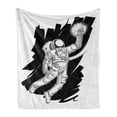 thumbnail image 1 of Astronaut Soft Flannel Fleece Throw Blanket, Sketch of Spaceman Grabbing a Star Achivement Discovery 0 Gravity Technology, Cozy Plush for Indoor and Outdoor Use, 70" x 90", Black White, by Ambesonne, 1 of 6