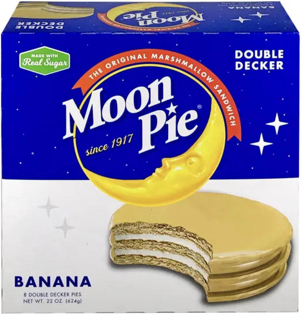 Moon Pie Marshmallow Sandwich Double Decker Chocolate Vanilla Banana 3 Boxes, 8 Count