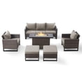 thumbnail image 3 of POCASSY 6PCS Outdoor Furniture Set with Fire Pit Table - All Weather Patio Conversation Set with Brown Wicker Outdoor Club Chairs and 41" Propane Firepit Table for Balcony, Porch, Garden - Brown, 3 of 14