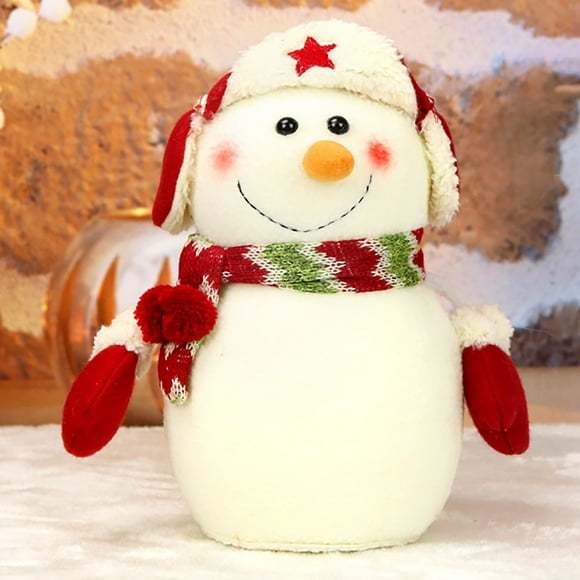 Christmas Decor Desktop Ornament Christmas Decorations Smile Face Size Snowman Decoration Scene Decoration(small) Desktop dress up
