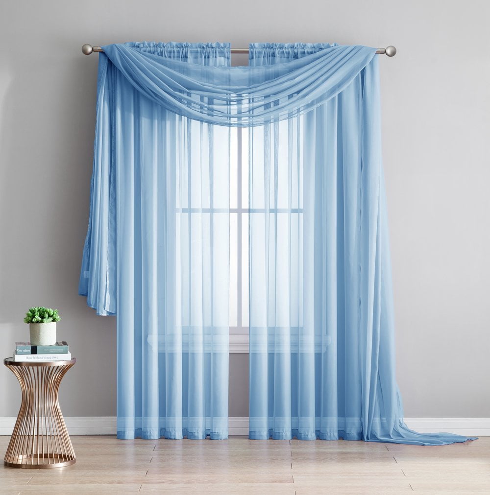3 Piece Sheer Panel & Scarf Window Treatment Set Decotex