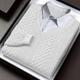 thumbnail image 4 of Ceisia Men's Regular-Fit Fake Two-Piece Cable-Knit V-Neck Sweater Multi-Solid Gift, 4 of 8