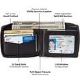 thumbnail image 3 of Alpine Swiss Zipper Bifold Wallet for Men Women RFID Protected Genuine Leather, 3 of 6