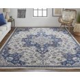 thumbnail image 5 of Feizy Bellini Transitional Medallion, Gray/Ivory/Blue, 1'6" x 1'6" Swatch Easy Care Stain Resistant Fade Resistant Bohemian & Eclectic Persian Design Carpet for Living Dining Bed Room, 5 of 8