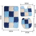 thumbnail image 3 of Bath Mat Fashion Lattice Soft Non Slip Bathroom Rug 3 Piece Sets Including Bath Mat Pedestal Mat and Toilet Seat Cover Blue, 3 of 7