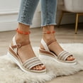 thumbnail image 5 of EliteGoogv Womens Sandals Platform Wedge Sandals For Women Summer Casual Walking Shoes Comfortable Heeled Sandals Travel Beach Vacation Shoes US: 10.5 Gold, 5 of 8