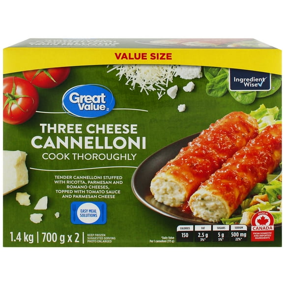 Great Value Three Cheese Cannelloni, 1.4 kg (700 g x 2)