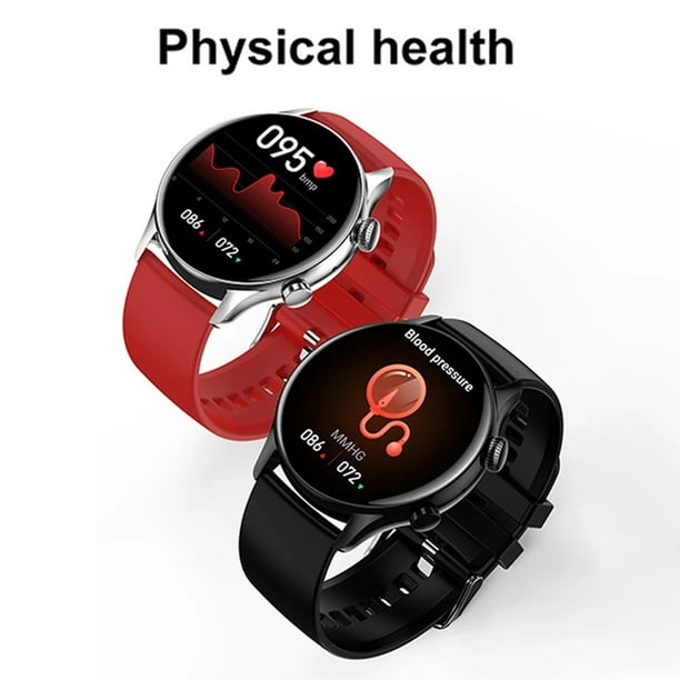 NFC Bluetooth Calling Smart Men Music Control Password Unlock Custom Dial Smartwatch 390*390HD + BOX，Multifunction,Silver brown leather (additional red silicone strap) - Walmart.com