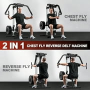 Syedee Chest Fly & Reverse Delt Machine, Plate-Loaded Pec Deck, 400 LBS Upper Body Specialty Machine, 4-Level Seat, 2:1 Ratio, Aluminum Pulleys, Compact Home Gym