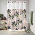 thumbnail image 6 of No Hook Shower Curtain with Built-in Rings - Green Tropical Coconut Tree Washable Waterproof Fabric Bathroom Curtains for Hotel,Rentals, Stall 48 X 72 Inch , Summer Beach Palm Tree Beige, 6 of 9