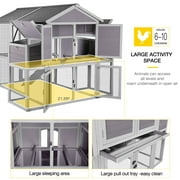 Aivituvin Wooden Chicken Coop for 8 - 10 Chicken, Extra Large with Nesting Box Gray