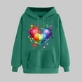 thumbnail image 2 of Hugs and Kisses Rainbow Love Hoodie for Women Valentines Fleece Sweatshirts Long Sleeve Loose Casual Sweatshirt with Pockets(Army Green,L), 2 of 5