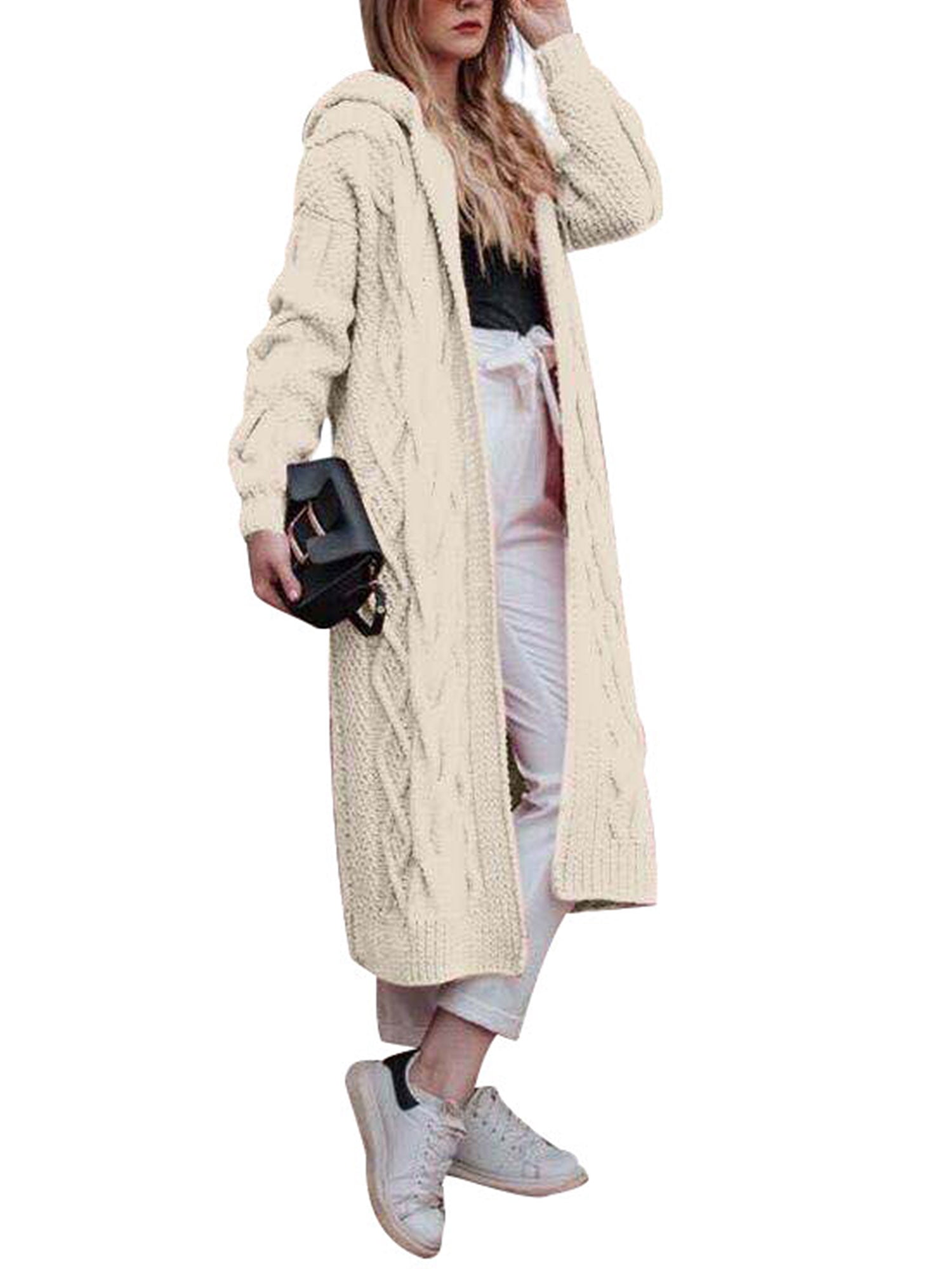 chunky cable knit long cardigan