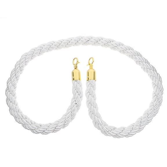 OFFIGAM White Braided Stanchion Rope, Durable Polyester, Elegant Design, Ideal for Crowd Control Events