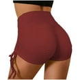 thumbnail image 3 of QLEICOM Womens Athletic Shorts, Plus Size Shorts, Workout Leggings Bubble Fitness Hip-lifting Sports Shorts Yoga Pants Yoga Shorts, Running Shorts, Comfy Beach Shorts, Cycling Shorts Red L, 3 of 5