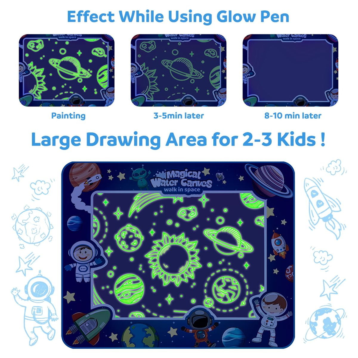 Zen Laboratory Kids Water Doodle Drawing Pad Mat Gift Toy Aqua Magic Board Set for Toddlers