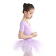 thumbnail image 2 of Sxiwei Kids Girls Short Sleeve Ballet Dance Dress Tutu Skirt Leotard Gymnastics Outfit Dancewear Purple 12-14, 2 of 7